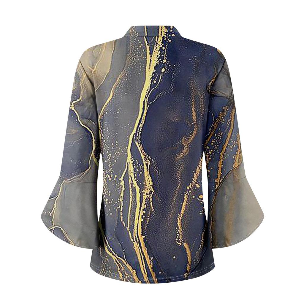 3/4 Sleeve Shirts For Women's Fashion Casual Round Neck Printed T-Shirt Top
