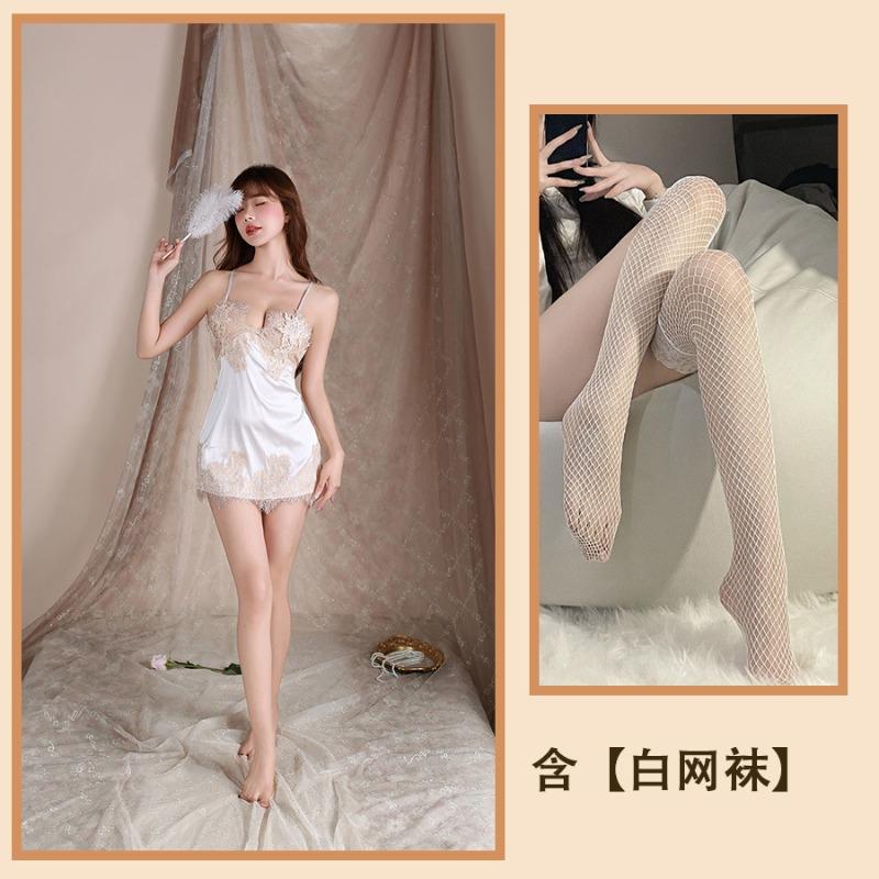 Sex Underwear Lace One-piece Halter Pajamas Split Suspenders Straps Body Sculpting One-piece Pajamas Sexy Lace