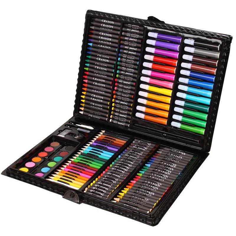150 Parça Çocuk Sanat Seti: Sulu Boya Kalemleri, Boya Kalemleri, Yağlı Pastel Boyalar ve Fırçalar