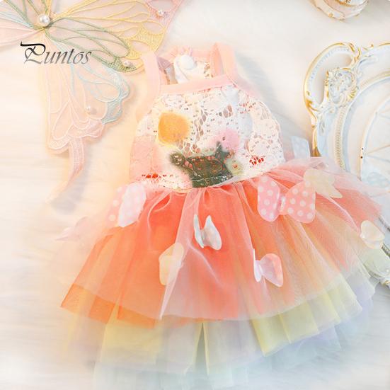 Pet Dress Elegant Summer Cat Princess Dress Charming Butterfly Decor Mesh Stitching Dog Dress for Daily Wear