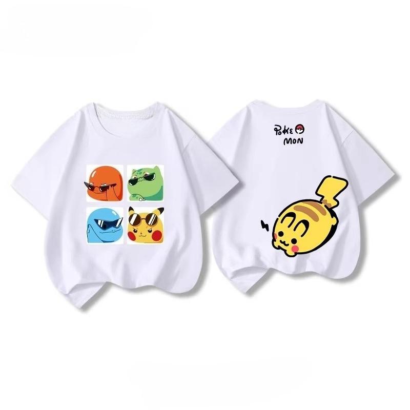 

Potdemiel Summer New Pikachu Print Children s Cotton T-Shirt, Boys and Girls, Comfortable and Breathable Children s T-Shirt 110