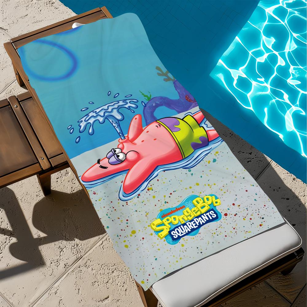 S-SpongeBob CUTE Towel Large Quick-Drying Microfiber soft S-SquarePants-s Beach Towel for Travel Fitness Sauna Bathing Camping