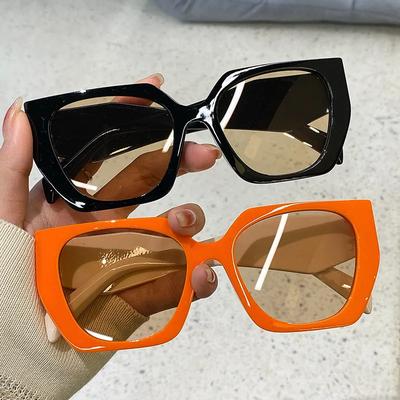Vintage Marken-Designer Polygon Sonnenbrille Damen Für Herren Luxus Mode Sonnenbrille Trendig Punk Damen Orange Große Gläser
