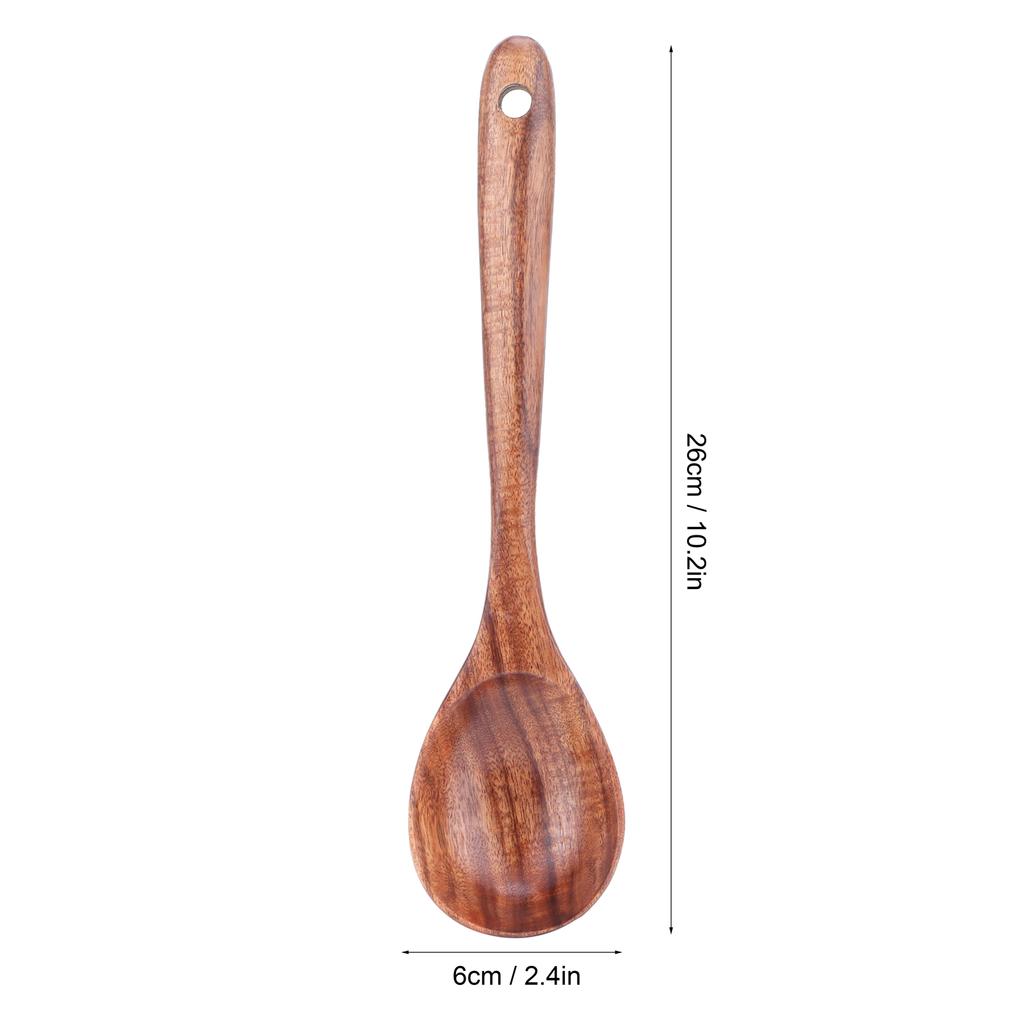 Teak Soup Spoon with Long Handle Food Grade Household Spoon for Home Restaurant Hotel