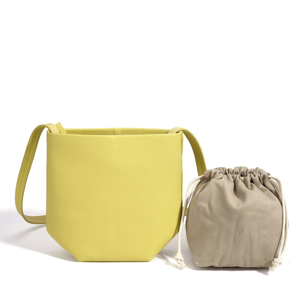 New Korean-style Minimalist Phone Bag, Genuine Leather Versatile Shoulder Bag, Mini Crossbody Bag, Small Bucket Minimalist Women's Bag