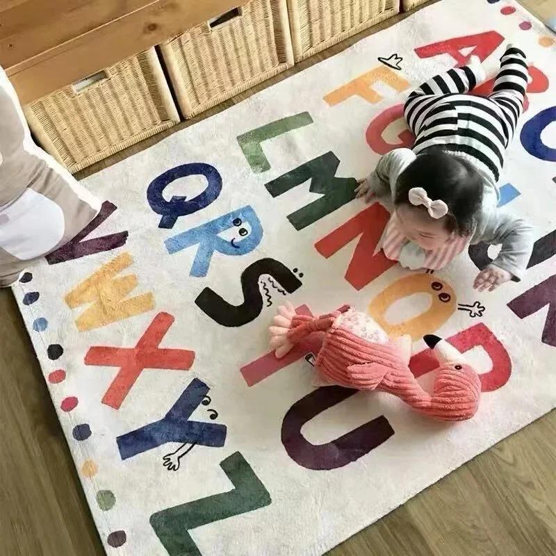Cute Cartoon Baby Crawling Mat Rectangle Home Carpet for Living Room Bedroom Decor Non Slip Rug Indoor Outdoor Decorative Rugs