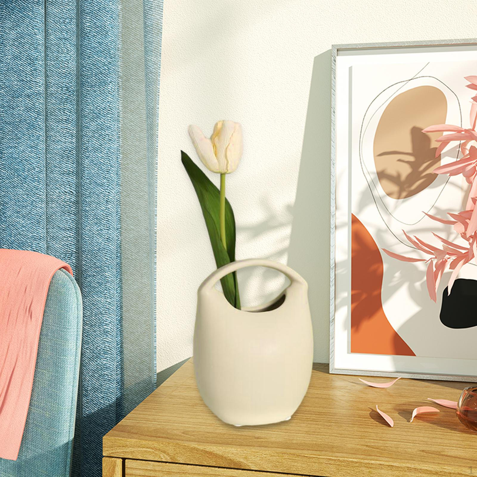 

Ваза для цветов в форме сумки, керамическая коллекция, цветочная композиция, украшение для дома светло-желтого