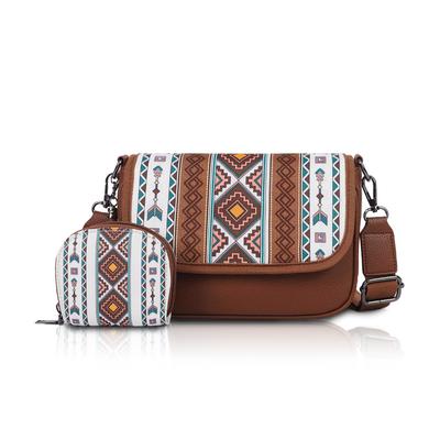 2025 Neuer Ethno-Stil 2-teilige Damen-Taschensets Große Kapazität Canvas Damen Schulter-Umhängetasche für Pendeln Arbeiten Mode Beliebte Damen Überschlagtasche