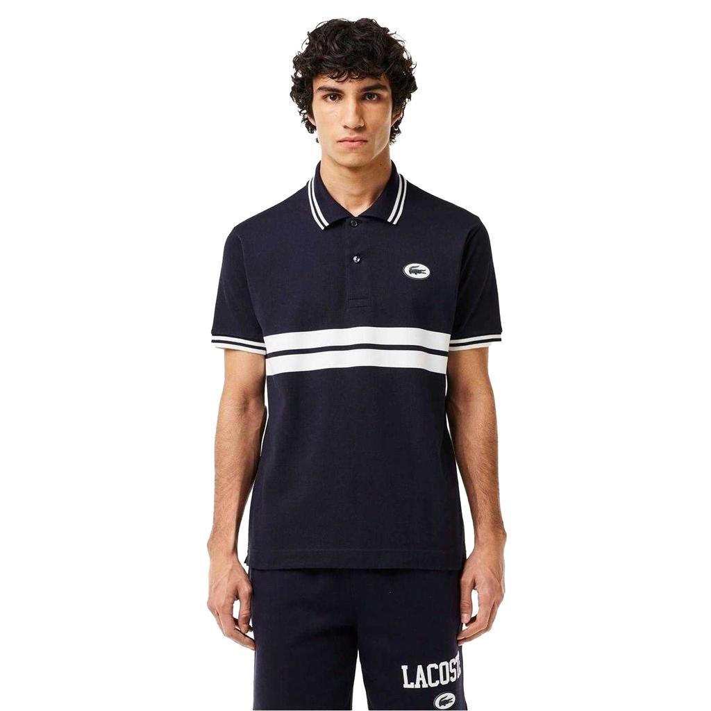 Lacoste Mens Striped Premium Cotton Polo Shirt