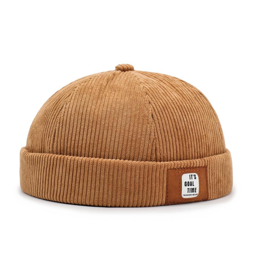 

Winter Hats Beanie For Unisex Hat Skullies Cap Hip Hop Hats Brimless Solid Color Men s Street Portable Vintage Multipurpos Cap One Size коричневый