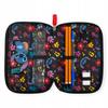 Three-Compartment Triple School Pencil Case With Equipment Disney Stitch Black