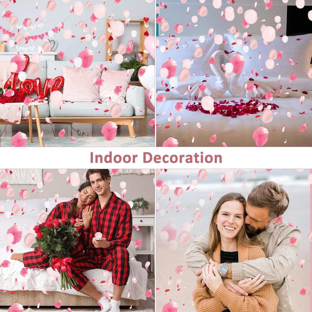 200pcs Flower Petals for Flower Girl,Rose Petals for Wedding,Silk Pink Rose Petals and White Flower Petals for Wedding Bridal Shower Decor Aisle