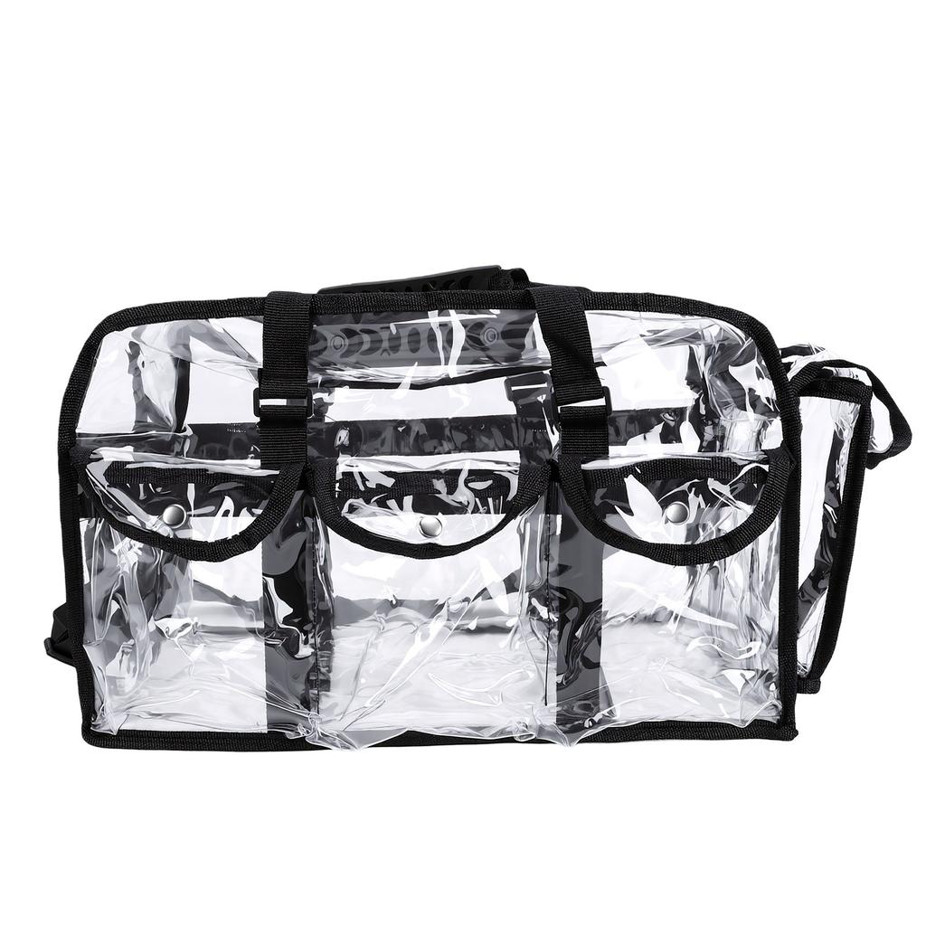 Clear PVC Makeup Bag with 4 External Pockets Tissue Hole Transparent PVC Toiletry Bag for Home Travel Use