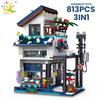 City Street View Seaside 3in1 Holiday Villa Model Construction Blocks DIY Seaside House Architecture Ornament Bricks Playthings
