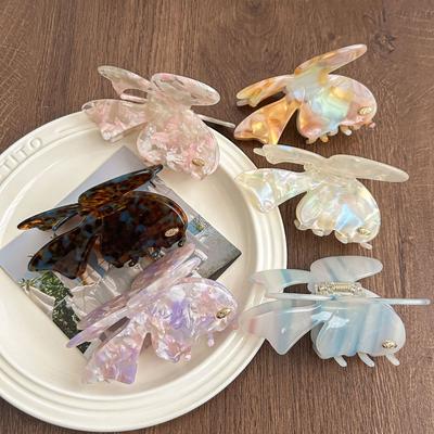 1 Stück Koreanischer Acetat Schmetterling Krallenclip, süßer mittelgroßer Haiklammer Premium Halbhochsteckfrisur Haarknoten Haarspange Haarschmuck