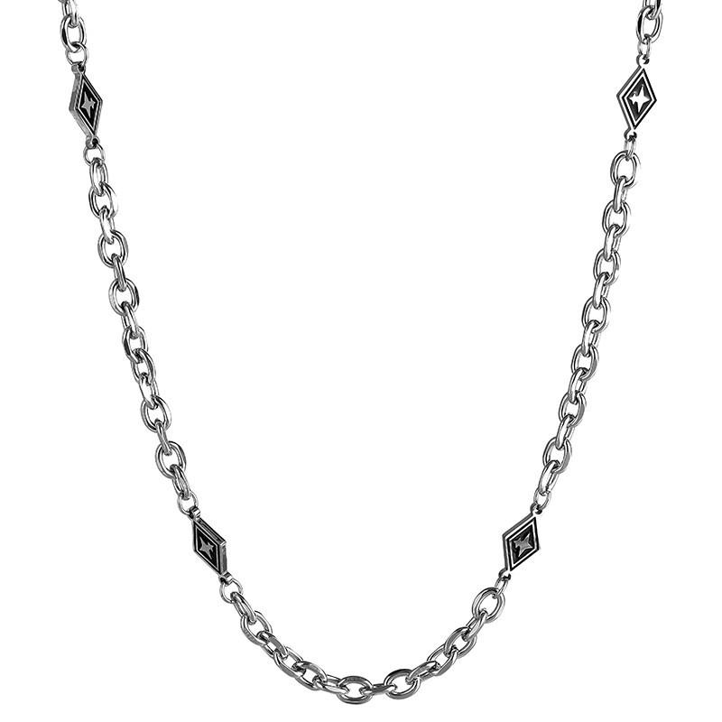 Men's Trendy Patchwork Hoodie Titanium Steel Necklace - Hip Hop Style Collarbone Chain Accessories