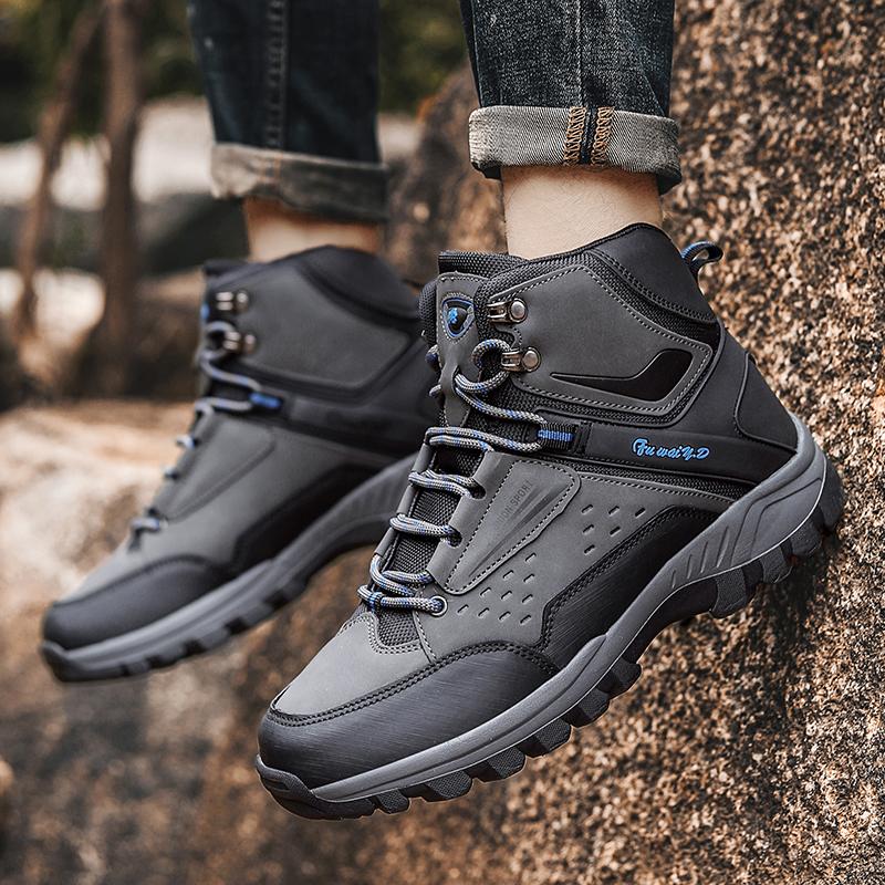Fashion Trendy Classic Men Ankle Boots Wear Resisting Hiking Shoes Cow Suede Boot Comfortable Walking Sneaker For Man Size 47 Work Ankle