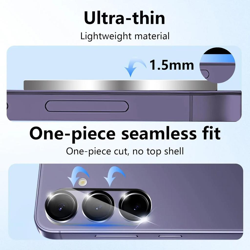 For Samsung Galaxy S24+ Camera Lens Protector Black Ring Silk Printing Tempered Glass Acrylic Lens Film