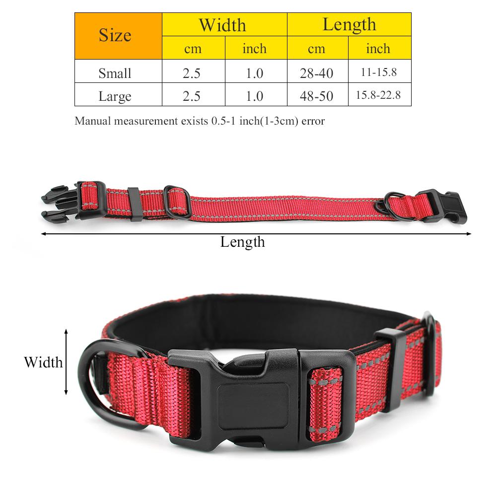 Reflective Nylon Dog Collars Adjustable Safe Pet Collar for Small Medium Large Dogs(Red L)