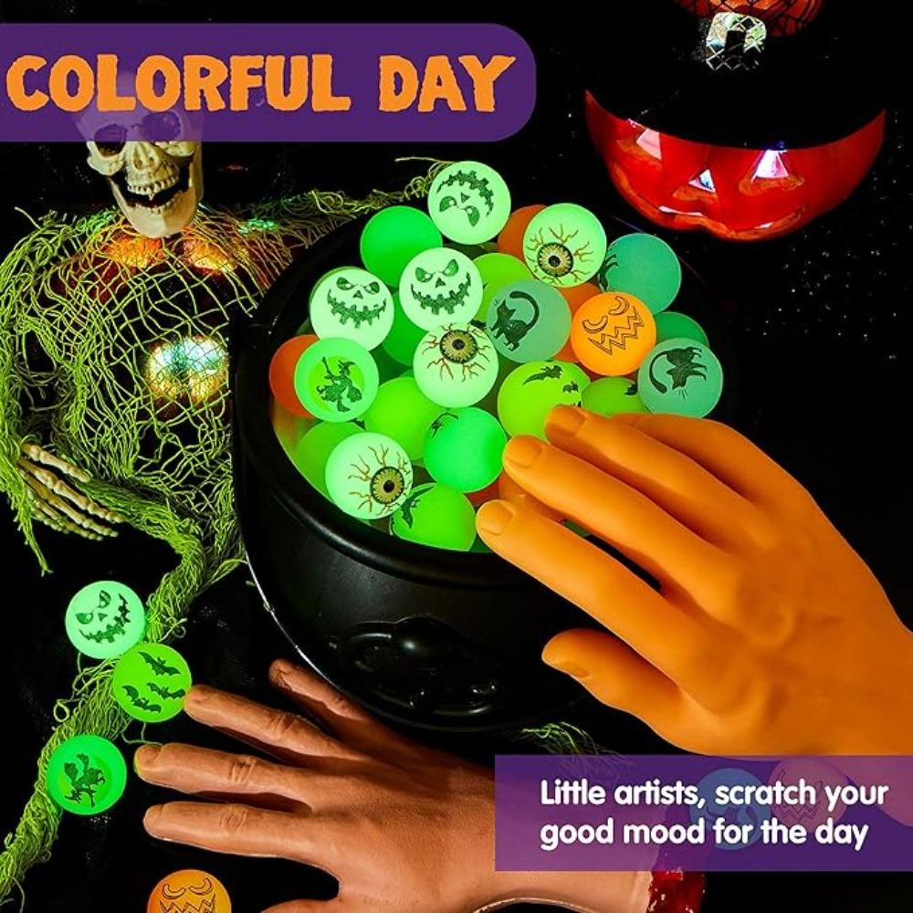 1/200Pcs Halloween Glow In The Dark Bouncing Balls Glow In The Dark Eyeball Toy Kids Trick Or Treat Gift Goodie Bag Filler Party