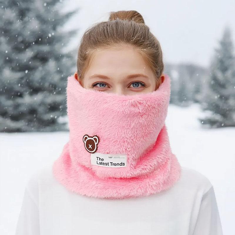 Autumn and Winter Thickened Fleece Plush Neck Warmer for Men and Women Cold Proof Full Face Riding Mask Christmas Gift