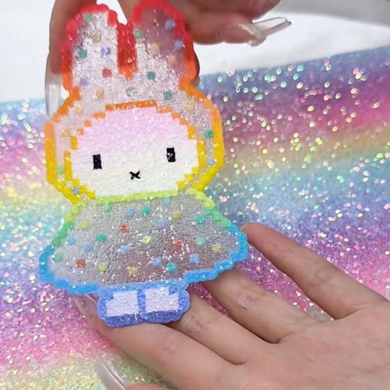 Flash Ironing Cloth For Fuse Beads Reusable Rainbow Sequin Iron Paper Heatproof Mat For Diy Melting Beads Craft Accessory