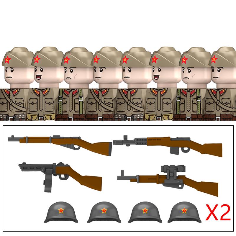 Ungiftige Militär-Zweiter Weltkrieg Deutsche Marine Panzer Truppen Bausteine USA 101. Großbritannien Sowjetunion Soldaten Infanterie Waffen Steine Spielzeug Kinder