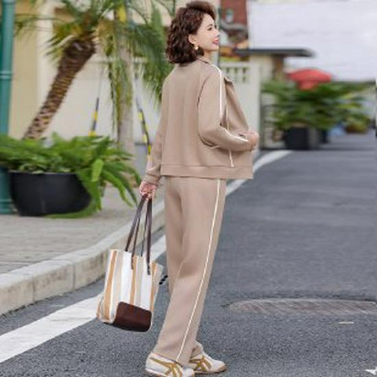 

Women s Spring/Autumn Long Sleeve Hoodie Two-Piece Suit for Mothers (Aged 40-50) – Casual Sportswear Set 4XL хакі