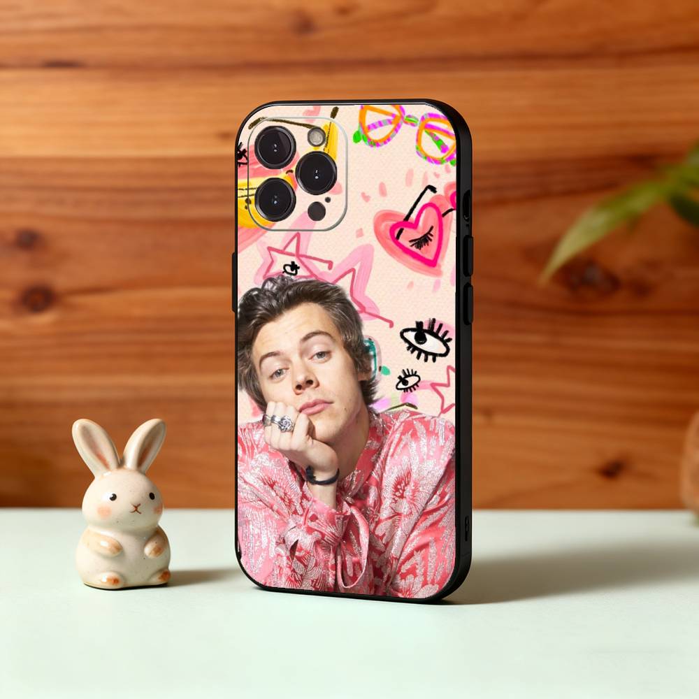 

Singer H-Harry-Styles Phone Case For iPhone17,16,15,14,13,12Plus,Pro Max,XS,5G Soft Silicone Black Cover iPhone16se4