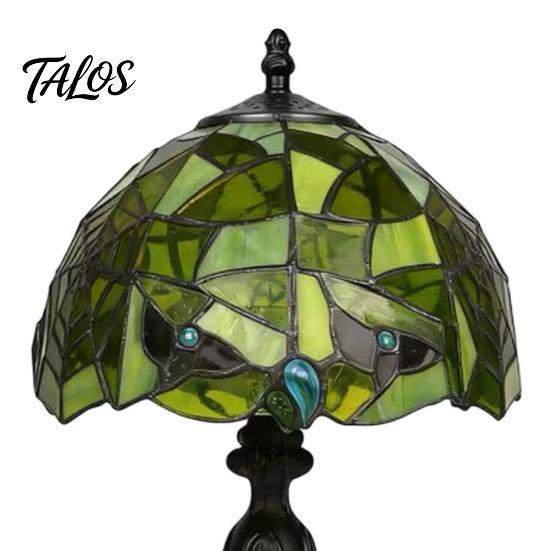 Vintage Banker Lamp for Office Retro Green Stained Glass Desk Lamp, Hand-Carved Resin Base Tiffany Style Decorative Lighting Bar Table Light