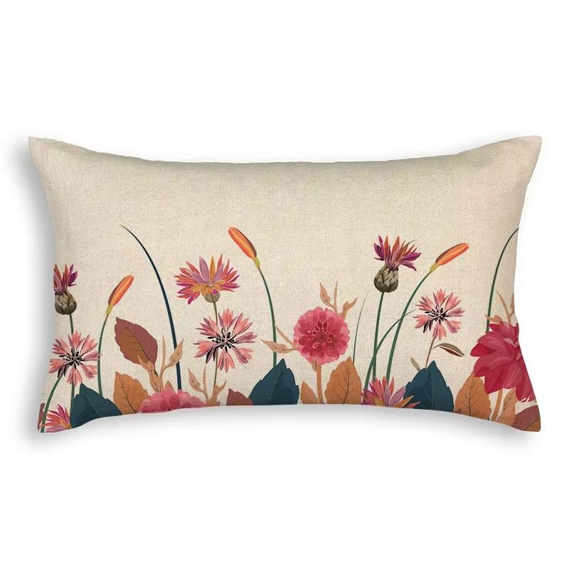 Sunflower Leaves Flowers Pattern Print Decorative Bedroom Living Room Office Cushion Cover Home Decor Rectangular Pillowcase