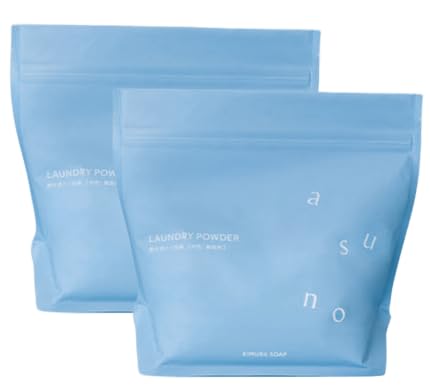 Kimura Soap Industry Asuno Just the Right Laundry Detergent, 430g x 2 Bags, Biodegradable, Neutral Laundry Detergent Powder, Unscented