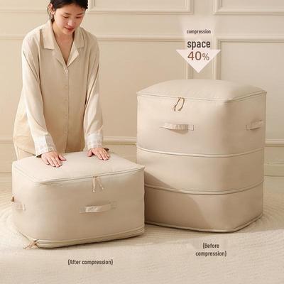 Anqin Moisture-Proof Quilt Storage Bag - Large Capacity, Thickened, Silk & Cotton Compatible, Rice White