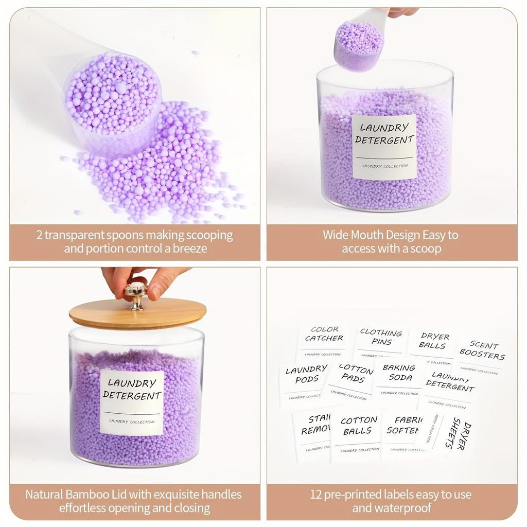 2/3 Stück Wäschezimmer Organisation Aufbewahrungsbehälter, Kunststoff Klar Wäschepods Behälter & Trocknertuchhalter Gläser mit Deckeln