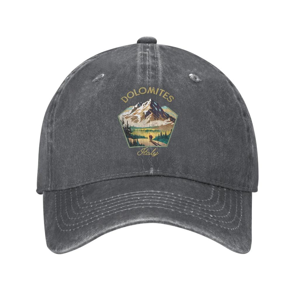 Dolomity Włochy Góry Czapka z daszkiem Retro Postarzana Bawełna Wspinaczka Turystyka Nakrycie głowy Unisex Outdoor Regulowane Dopasowanie Czapki Czapka