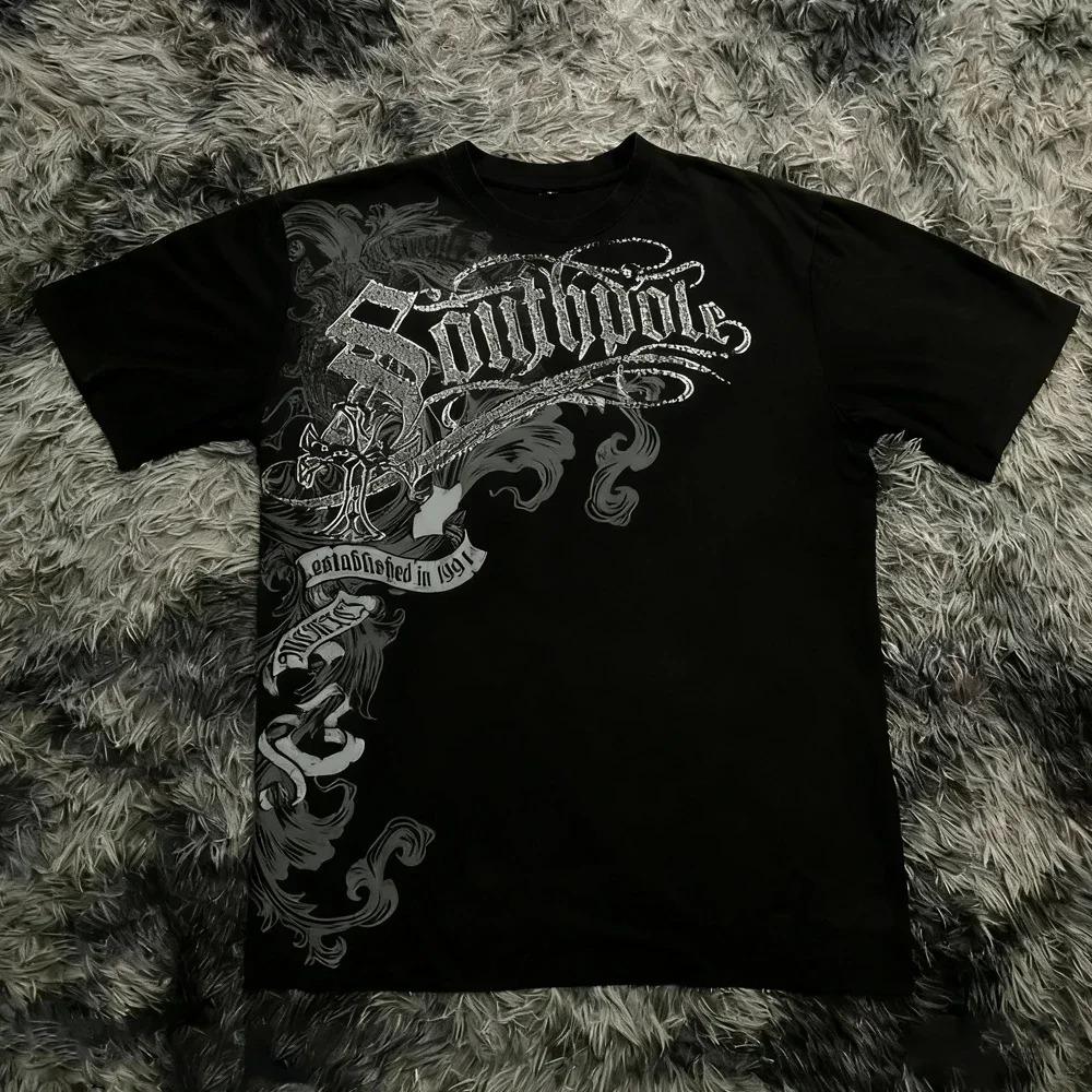2026 Camiseta Clásica Estilo Gótico Y2K Estampado Camiseta Oversize Camisetas High Street Cuello Redondo Gótico Tops de Algodón Nueva Camiseta para Hombre y Mujer