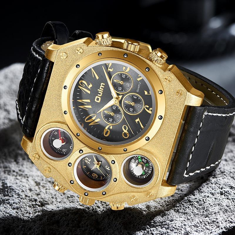 New Large Dial Multi-Time Zone Men's Watch Quartz Watch Men's Watch Personalized Casual Compass Watch