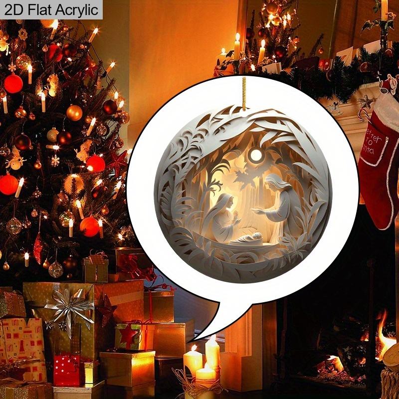2D Flat "Nativity Scene" Round Acrylic Decoration Sign, Christmas Gift, Suitable for Wall Decoration, Porch, Room, Villa, Accents Home, Hallway, or Wo