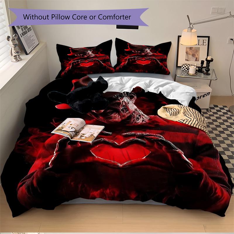 3pcs Horror Icon Duvet Cover Set, Includes 1 Duvet Cover and 1/2 Pillowcases (No Insert) yy251104215