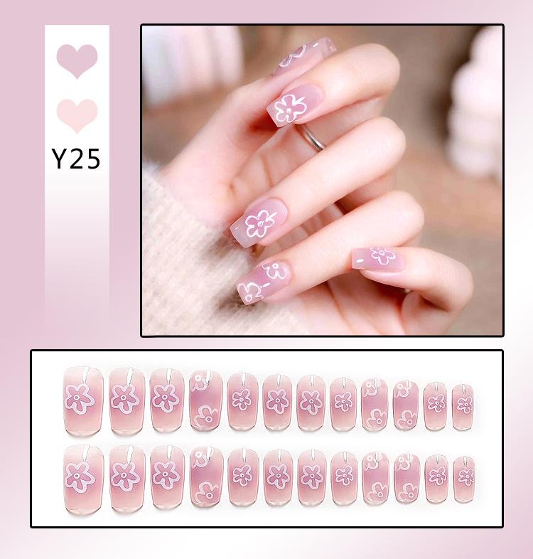 24-Piece French Style Detachable Nail Art Set with Stickers