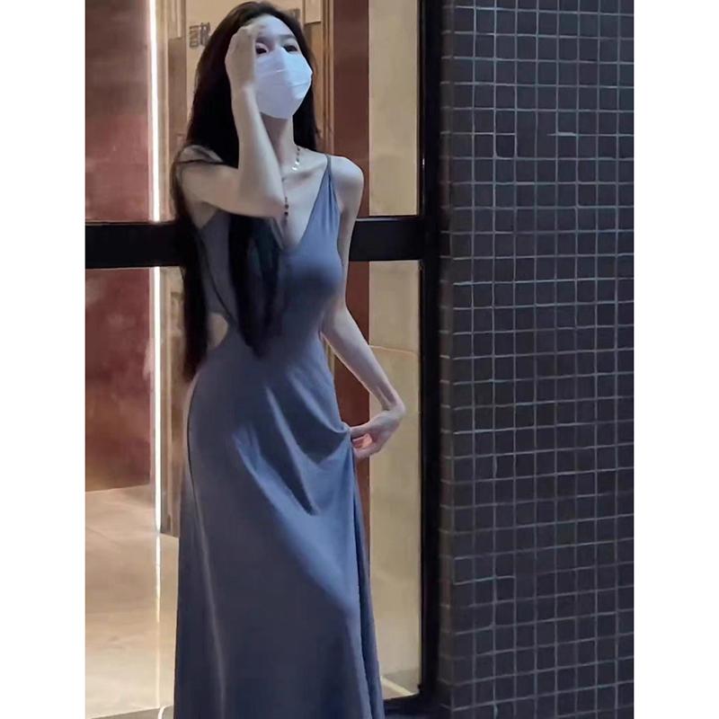 

Черное сексуальное платье без рукавов с V-образным вырезом и вырезом для женщин, летнее, новое, облегающее, длинное, вечернее, женское, повседневное, элегантное, с открытой спиной, вечернее платье 25993 2XL серый