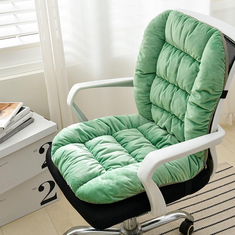 Winter Heated One-piece Chair Cushion Office Chair Backrest Integrated Cushion Warm Plush Solid Color Student Stool Seat Cushions