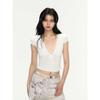 Sexy Black V Neck T Shirt For Women Summer Short Sleeve Slim Fit Casual Top