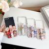 Рельефный чехол для Samsung Z Flip6/5/7 с акварельным цветком и ремешком против потери