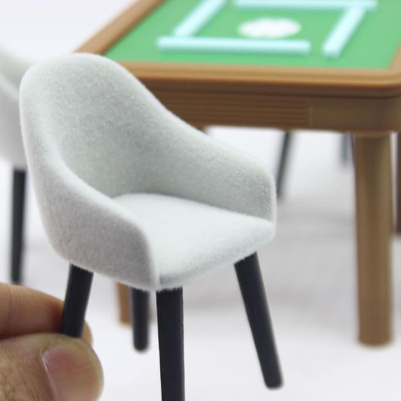 1/12 Scale Miniature Mahjong Table and Chair Model Figurine For Doll House With Realistic And Fine Detail Scene Setting