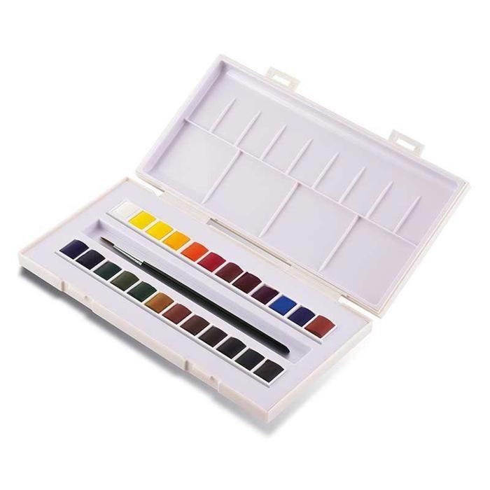 Watercolor Box - Sennelier - 24 Half-pans - Travel - Elastic Strap - Assorted Colors