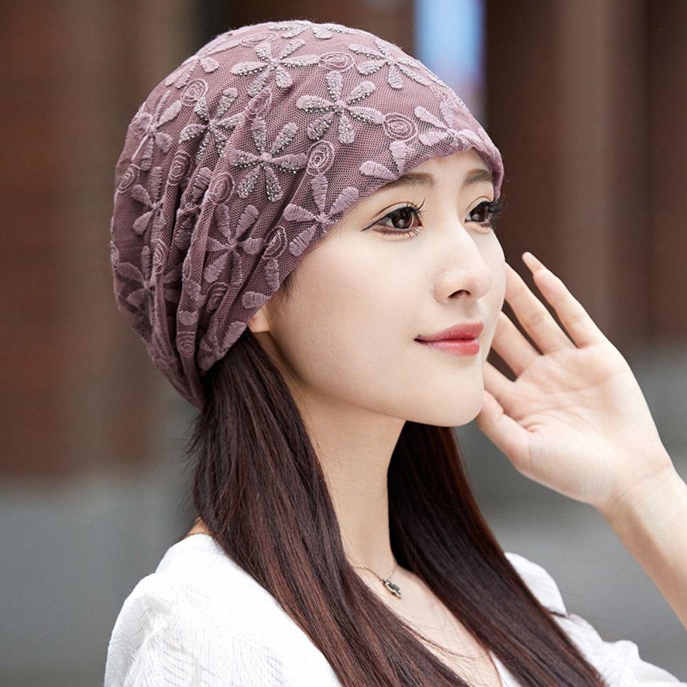 Breathable Beanies Cap Hollow Out Turban Beanies Caps Chemo Cap Crochet Slouchy Hat  Women Girls