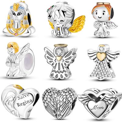 Cobre Ángel de la Guarda de la Suerte Cuentas Colgantes Charm Mujer Ajuste Pulsera Collar Original Fabricación de Joyería DIY Regalo