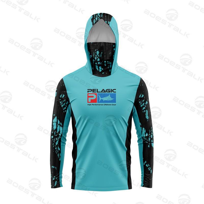 PELAGIC Langarm-Masken-Fischerkleidung Sonnenschutz Eis-Seiden-Gefühl Luya Atmungsaktiv Lässig Sport T-Shirt