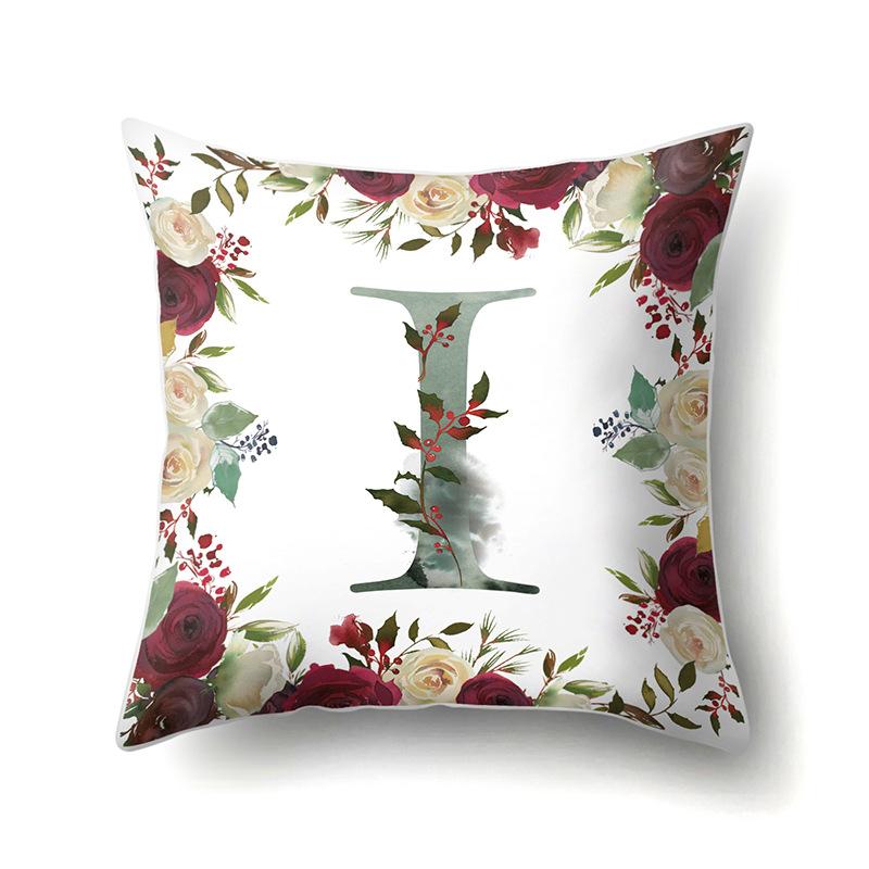 Polyester Pillowcase American Retro Flower Plant 26 English Letter Cushion Cover Car Pillowcase